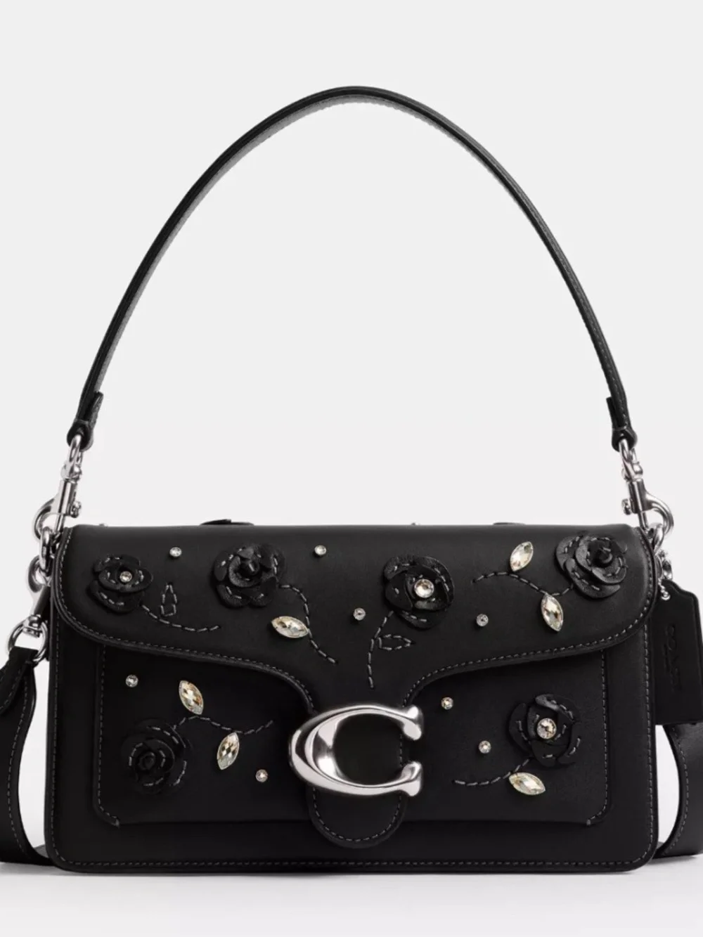 COACH Tabby 26 Shoulder Bag Floral Applique Crystal Embellishment